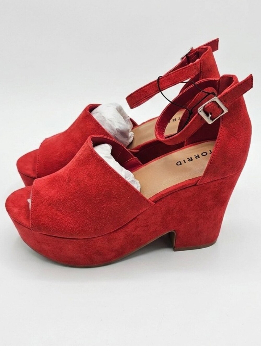 NWT Torrid Red Suede Notch Platform Heels - Size 9W